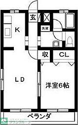 シティーハイツ富田 1LDKの間取図画像