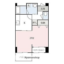 メゾン双葉 3階1Kの間取り