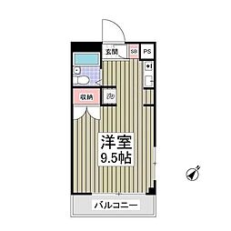 フラッツマグノリア 3階ワンルームの間取り