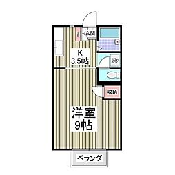 パステルハイツ 2階1Kの間取り