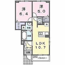 ヒカルサ伊勢崎I 2LDKの間取図画像