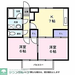 シティハイツローズ 1Kの間取図画像