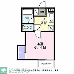シティハイツハイビスカスA 1Kの間取図画像