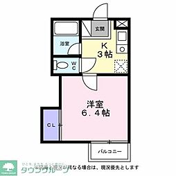 シティハイツハイビスカスA 1Kの間取図画像