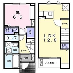 ラ　ペ　フランI 1階1LDKの間取り
