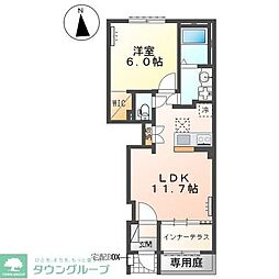 前橋市朝倉町アパート 1LDKの間取図画像