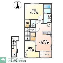 前橋市朝倉町アパート 2LDKの間取図画像