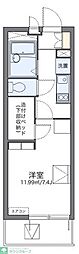 レオパレスシエル 1Kの間取図画像