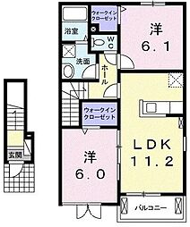 ラ・ヴィエルジュ 2階2LDKの間取り