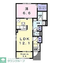 グレイスブリーゼB 1LDKの間取図画像