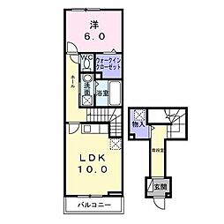 コンフォートパレス 2階1LDKの間取り