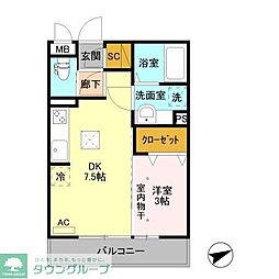 プレシャス高崎 1DKの間取図画像