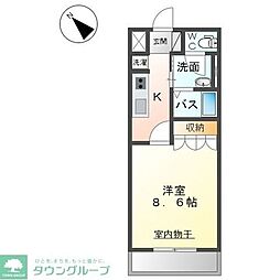コーラル 1Kの間取図画像