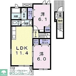 プラシード1 2LDKの間取図画像