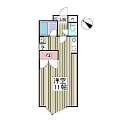キュウブEX三俣 ワンルームの間取図画像
