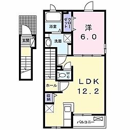 トーサムポロI 2階1LDKの間取り