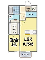 Ｌｕｎａ　　Ｒｏｓｓａ 2階1LDKの間取り