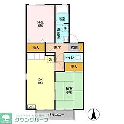 メゾンブランシェA 2DKの間取図画像