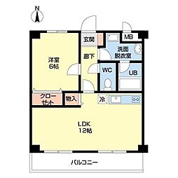 プランドール・Ｙ 1階1LDKの間取り