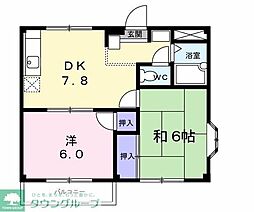 メゾンシャルム 2階2DKの間取り