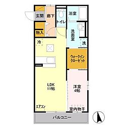 リバーサイド・Ｋ　II 1階1LDKの間取り