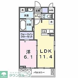 ラニカイ・Ｍ 3階1LDKの間取り