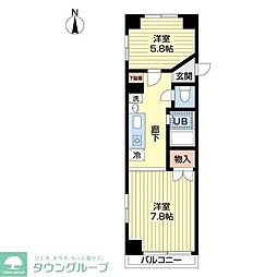 高崎朝日第二ハイツ 2Kの間取図画像