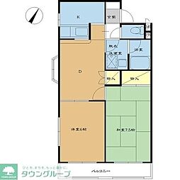 Ｙａｍａｙｏｓｈｉ　セピア館 2階2LDKの間取り