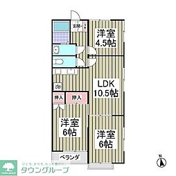 ハイツグロリア 2階3LDKの間取り