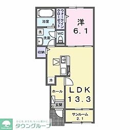 アンジュ 1LDKの間取図画像