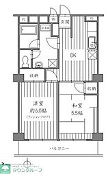 前橋スカイマンション 4階2DKの間取り