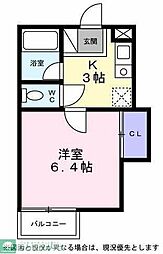 シティーハイツミモザ ワンルームの間取図画像