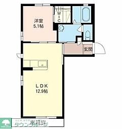 ラティールB 1LDKの間取図画像
