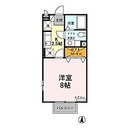 ローレルコート　III 2階1Kの間取り
