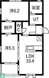 リバティヒルズB 2LDKの間取図画像