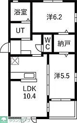 リバティヒルズB 2LDKの間取図画像