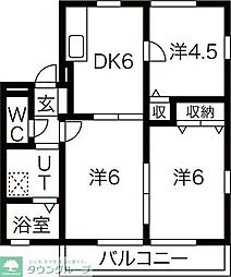 シーダーハウス2 3DKの間取図画像