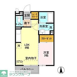 シャトレ ロザージュ 2階1LDKの間取り