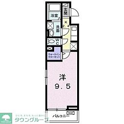 ブック　フィールドII 2階1Kの間取り