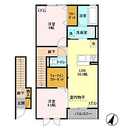 ヴァンヴェール 2階2LDKの間取り