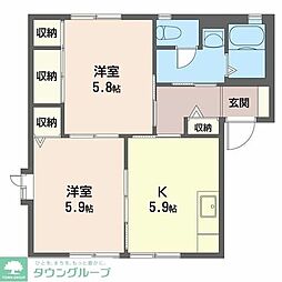 フォンティーヌA 2Kの間取図画像