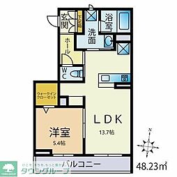 クレインズ 上中居 1LDKの間取図画像