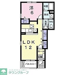 ゴールドグレイスII 1階1LDKの間取り