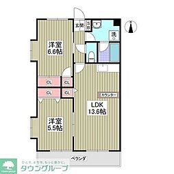 第7サンライフ大嶋 2DKの間取図画像