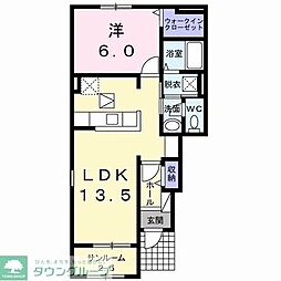 フラン 1階1LDKの間取り