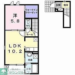 プリムヴェール 2階1LDKの間取り