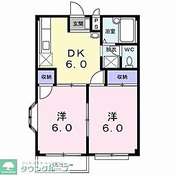 コーポオノザワ 2階2DKの間取り