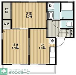 ドミールA 2DKの間取図画像
