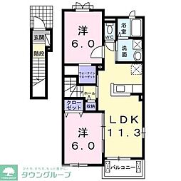 グランウッド 2階2LDKの間取り