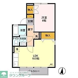 グリーンパーク倉賀野　Ａ 1階1LDKの間取り